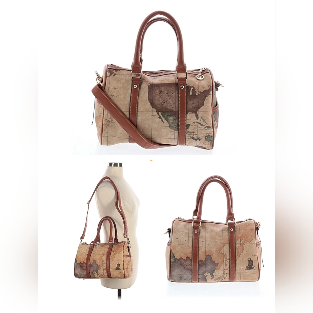 Alviero Martini -like, Map Print Shoulder Bag